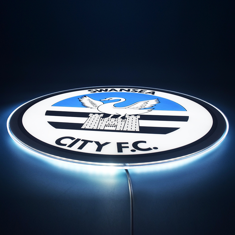 Swansea City LED panel lit up, angled perspective view
