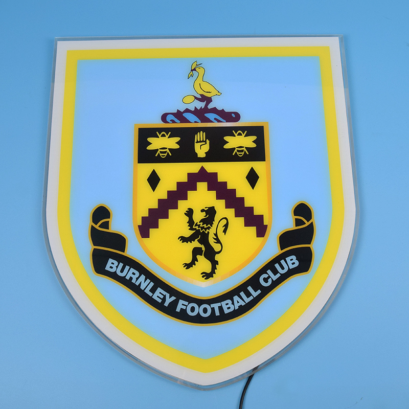Burnley acrylic panel unlit on a blue wall