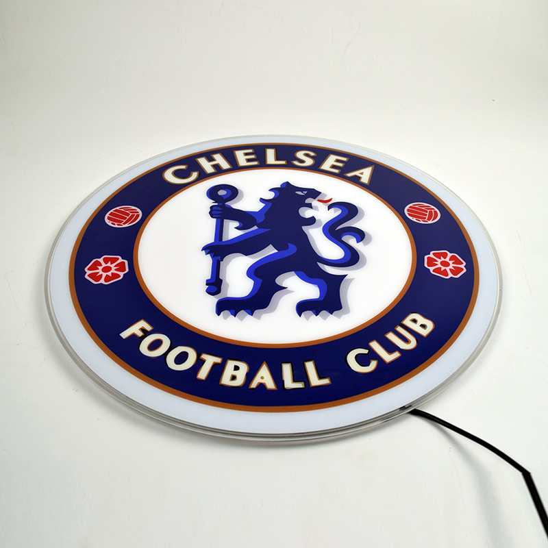 Angled view of the Chelsea FC acrylic panel unlit