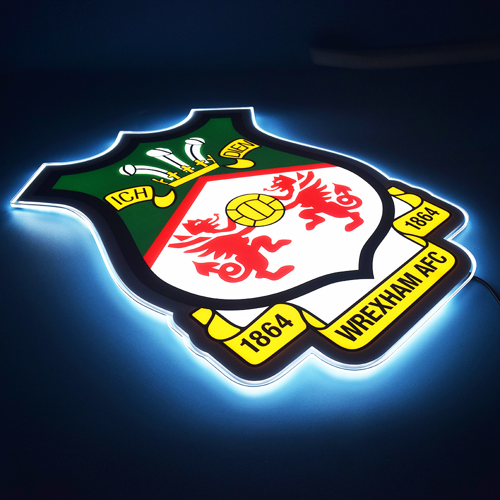 Wrexham AFC LED panel glowing at an angle