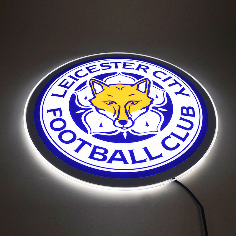 Angled view of the illuminated Leicester City LED panel