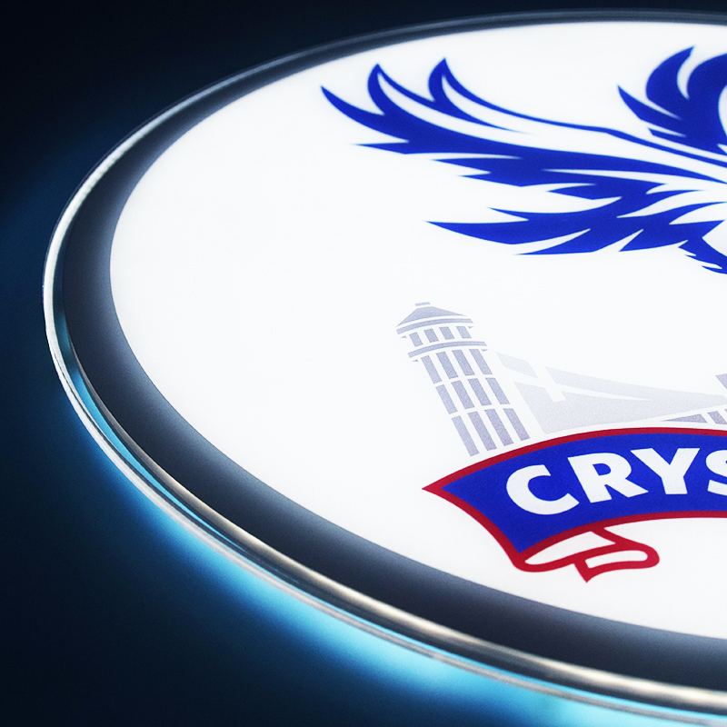 Close-up of the glowing edge of the Crystal Palace LED panel