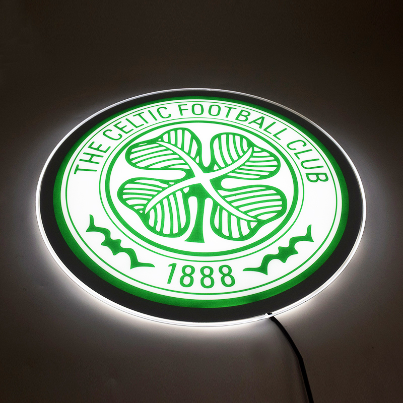 Angled view of the illuminated Celtic FC LED panel