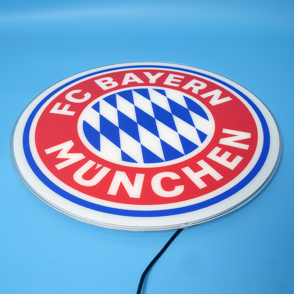 Angled view of the FC Bayern Munich acrylic panel unlit