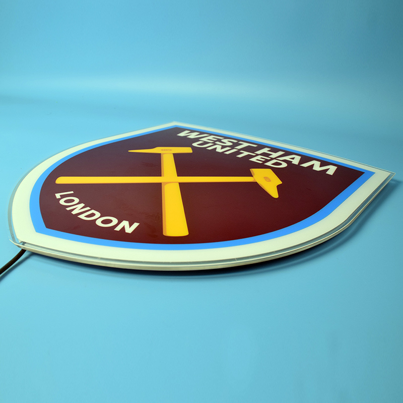 Angled unlit West Ham United acrylic panel