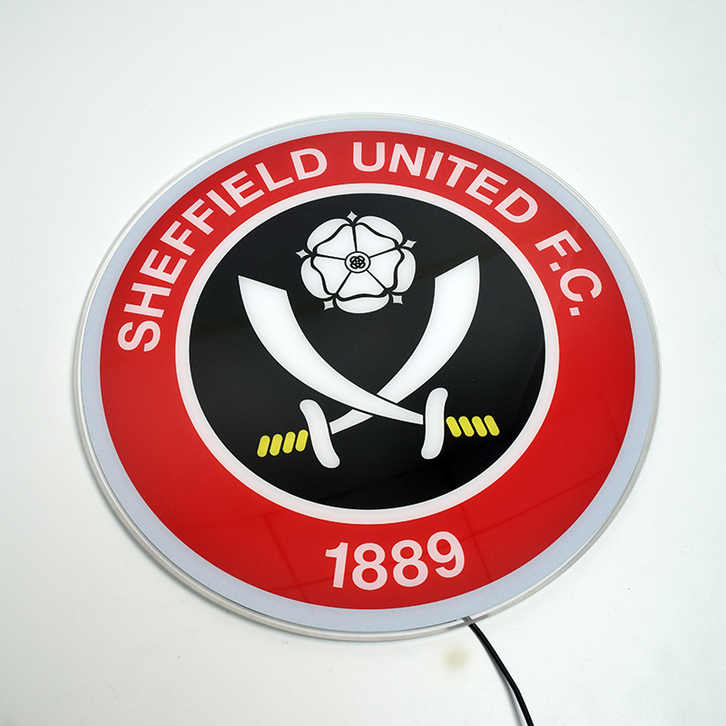 Front view of the Sheffield United acrylic panel switched off