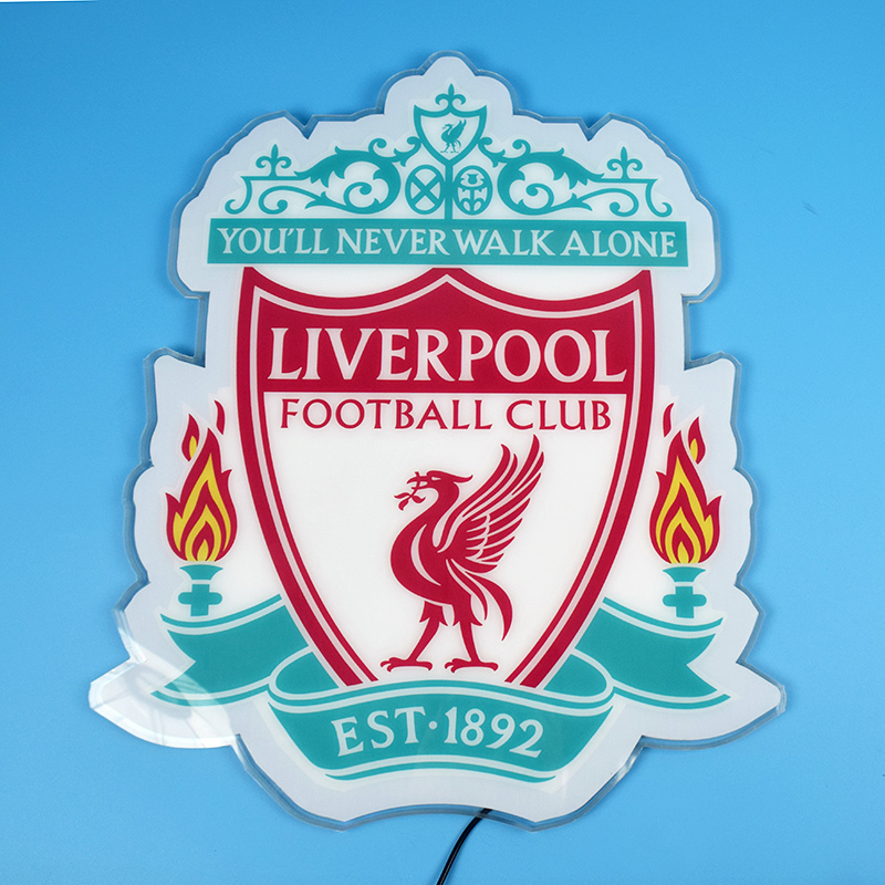 Unlit Liverpool FC acrylic panel head-on