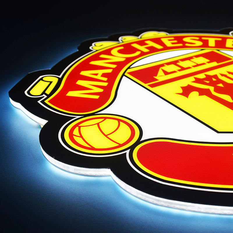 Manchester United LED panel glowing head-on