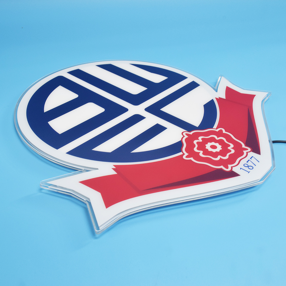 Bolton Wanderers acrylic panel unlit angled view