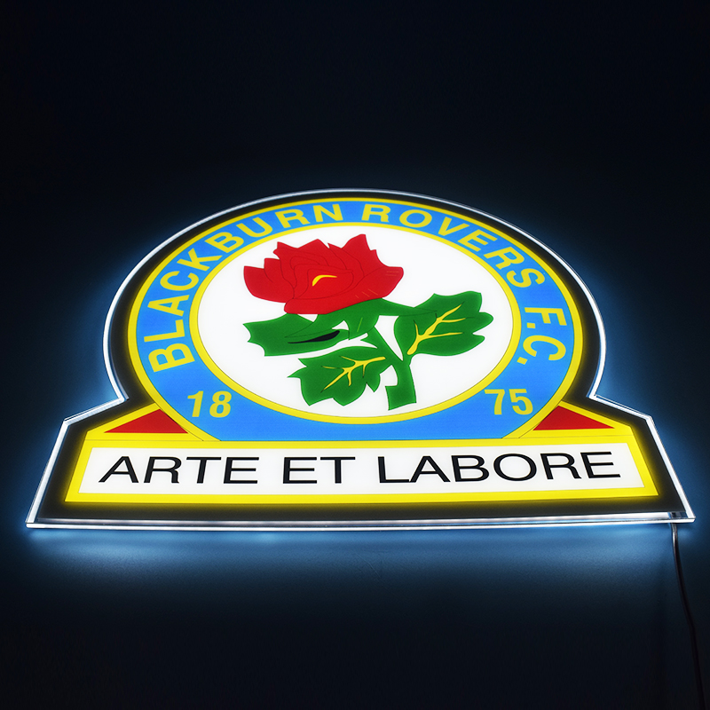 Blackburn Rovers LED panel lit up at an angle