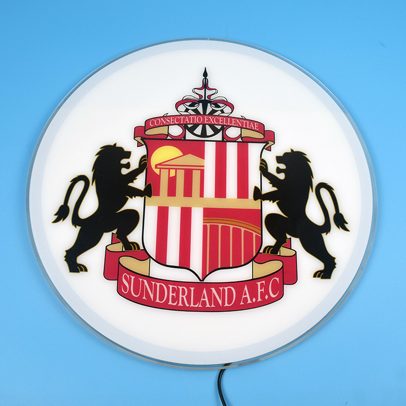 Front view of the Sunderland AFC acrylic panel switched off