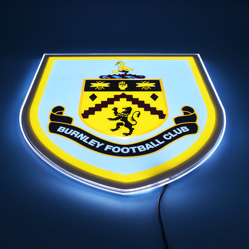 Burnley LED panel lit up at an angle