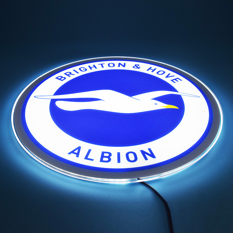 Angled view of the illuminated Brighton & Hove Albion LED panel