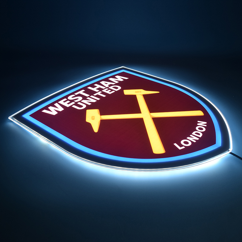 West Ham United LED panel glowing at an angle