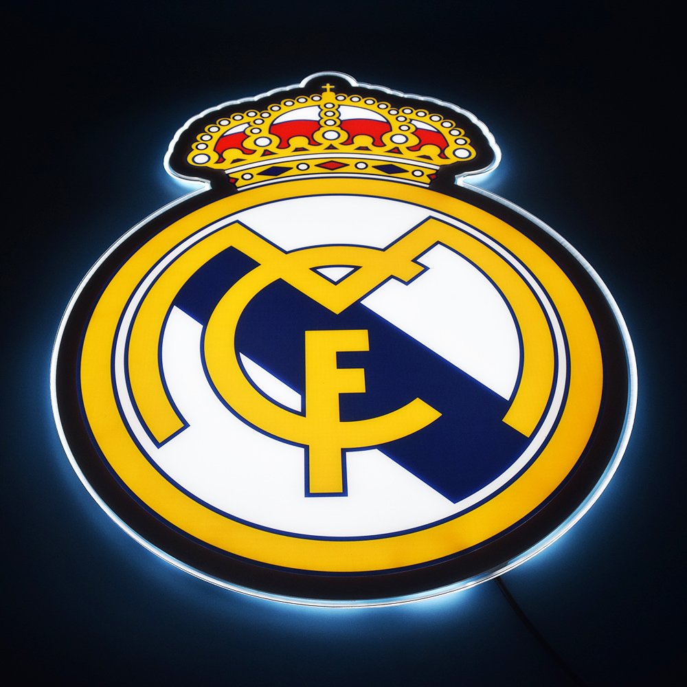 Real Madrid crest LED panel lit head-on