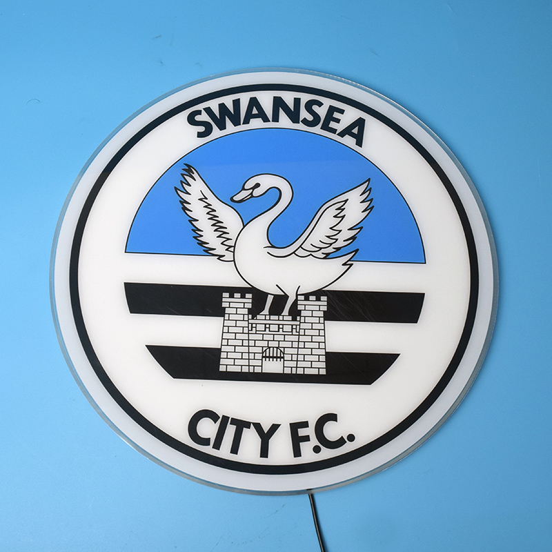 Front view of the Swansea City acrylic panel switched off
