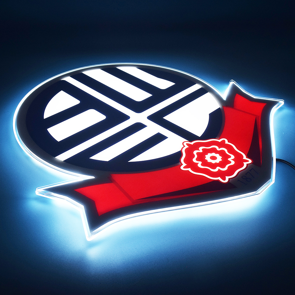 Bolton Wanderers LED panel lit up at an angle
