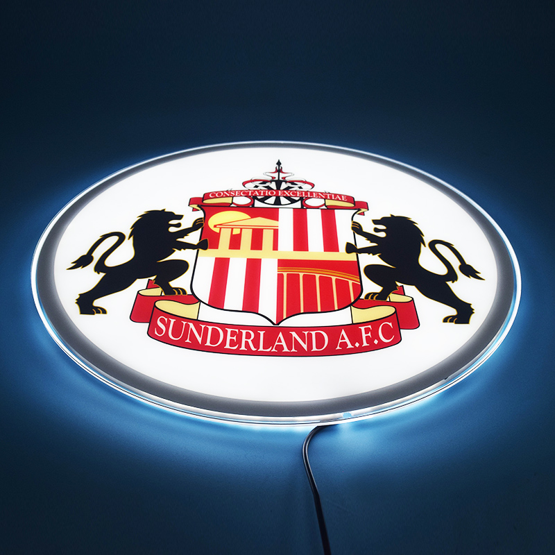 Angled view of the illuminated Sunderland AFC LED panel